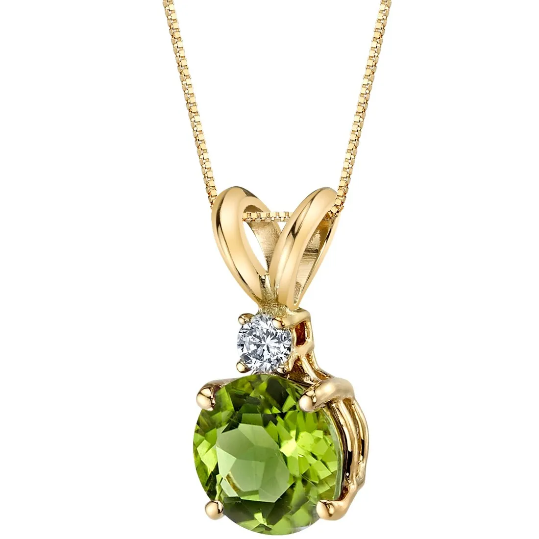 Oravo 14k Yellow Gold 1.00 ct Round Cut Peridot Diamond Pendant sold by Zulily