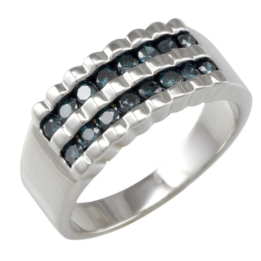 Sterling Silver 0.50ct TDW Blue Diamond Two Row Anniversary Band Ring sold by Zulily