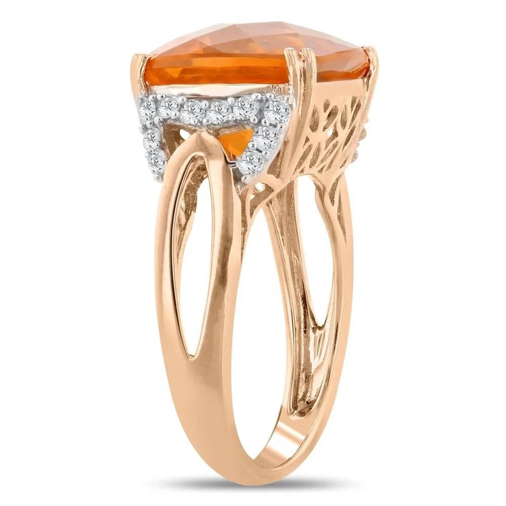 Auriya 14k Rose Gold 5 3/4ct Fire Opal and 1/3ct TDW Diamond Ring sold by Zulily product image thumbnail 3