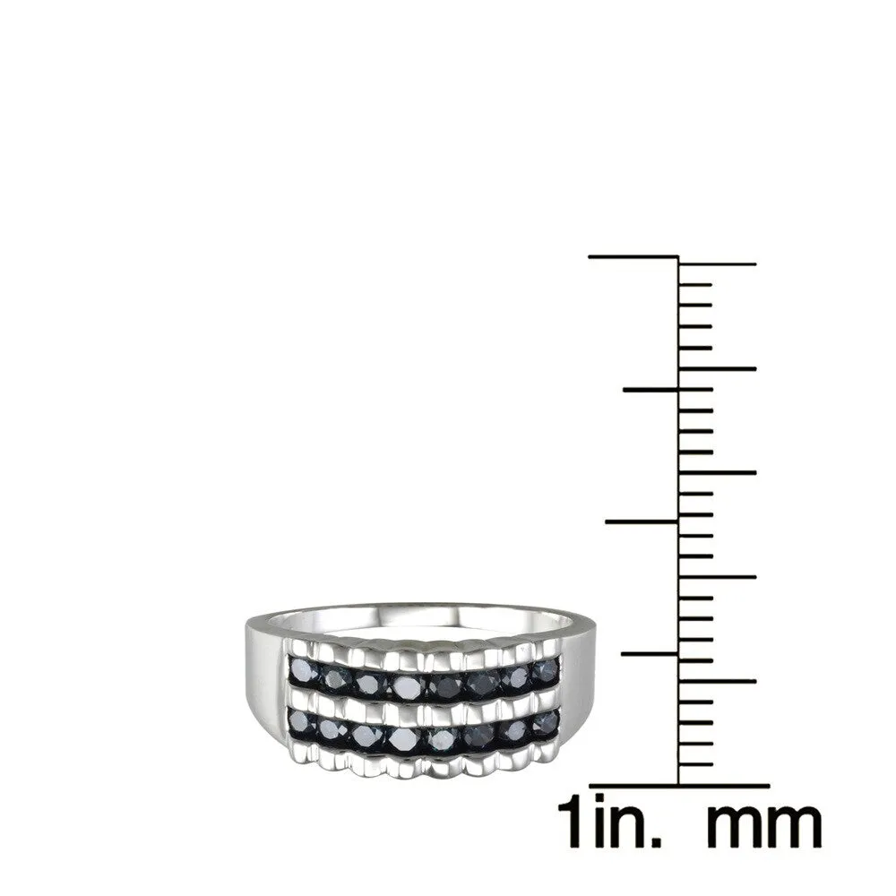 Sterling Silver 0.50ct TDW Blue Diamond Two Row Anniversary Band Ring sold by Zulily product image thumbnail 3