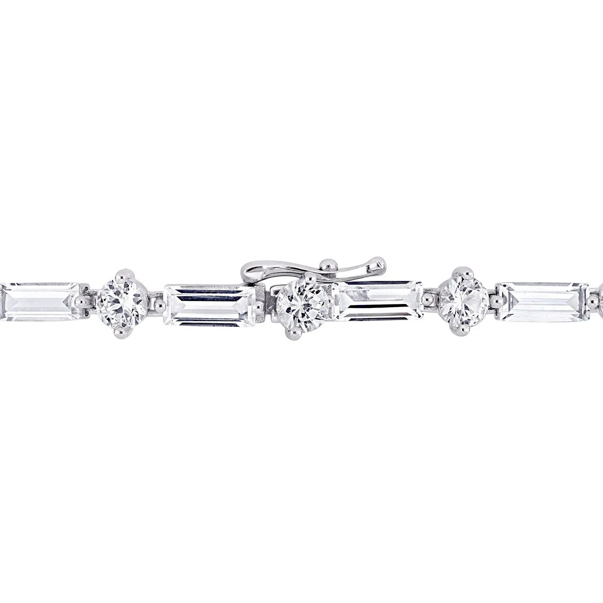 Miadora Baguette and Round-cut Created White Sapphire Tennis Bracelet in Sterling Silver sold by Zulily product image thumbnail 4