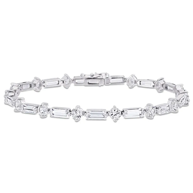 Miadora Baguette and Round-cut Created White Sapphire Tennis Bracelet in Sterling Silver sold by Zulily
