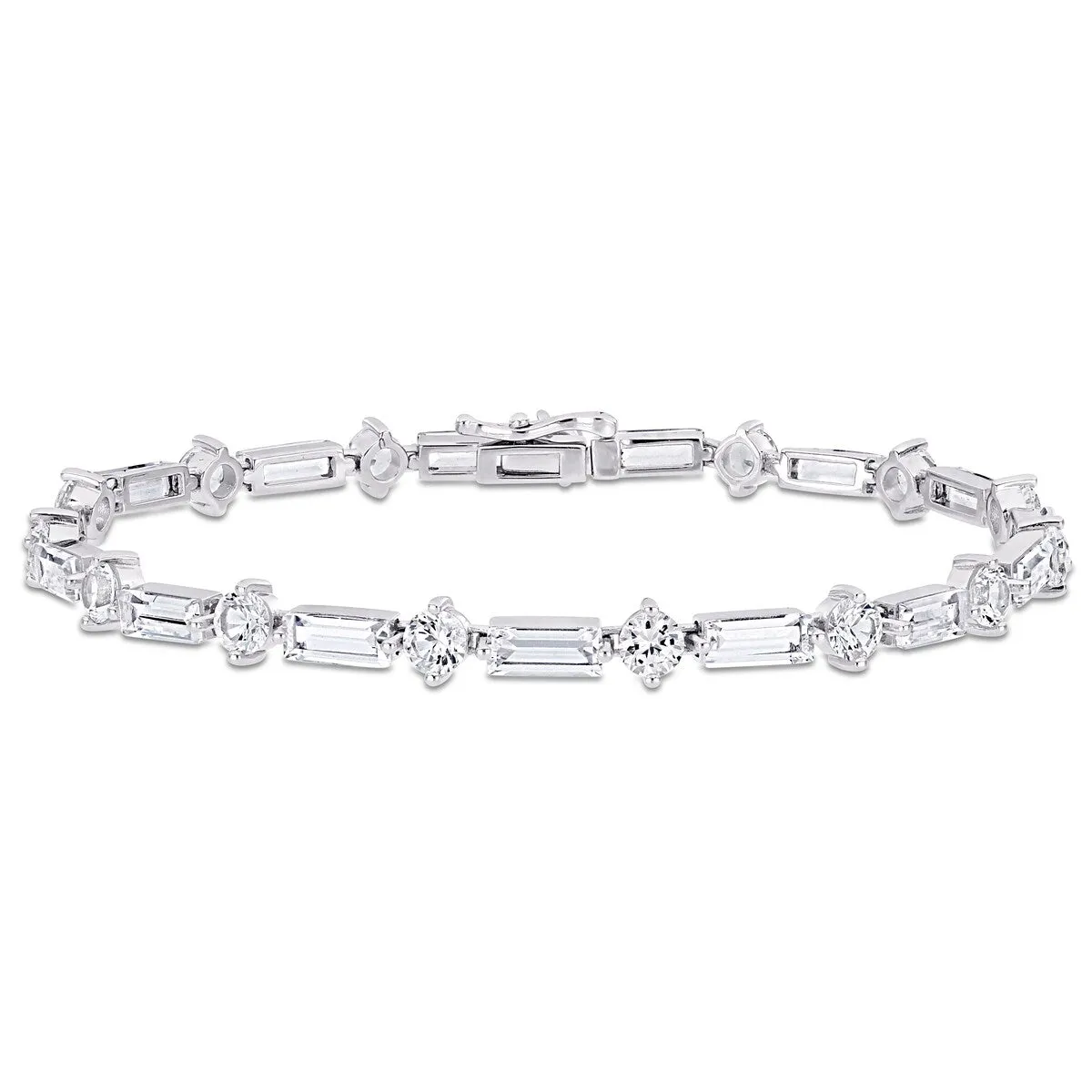 Miadora Baguette and Round-cut Created White Sapphire Tennis Bracelet in Sterling Silver sold by Zulily