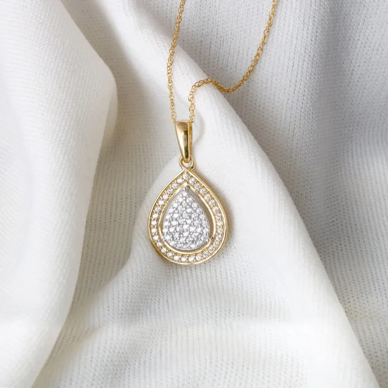1/6ct TDW Diamond Cluster Halo Necklace Pendant for Women in 10k Gold by De Couer sold by Zulily