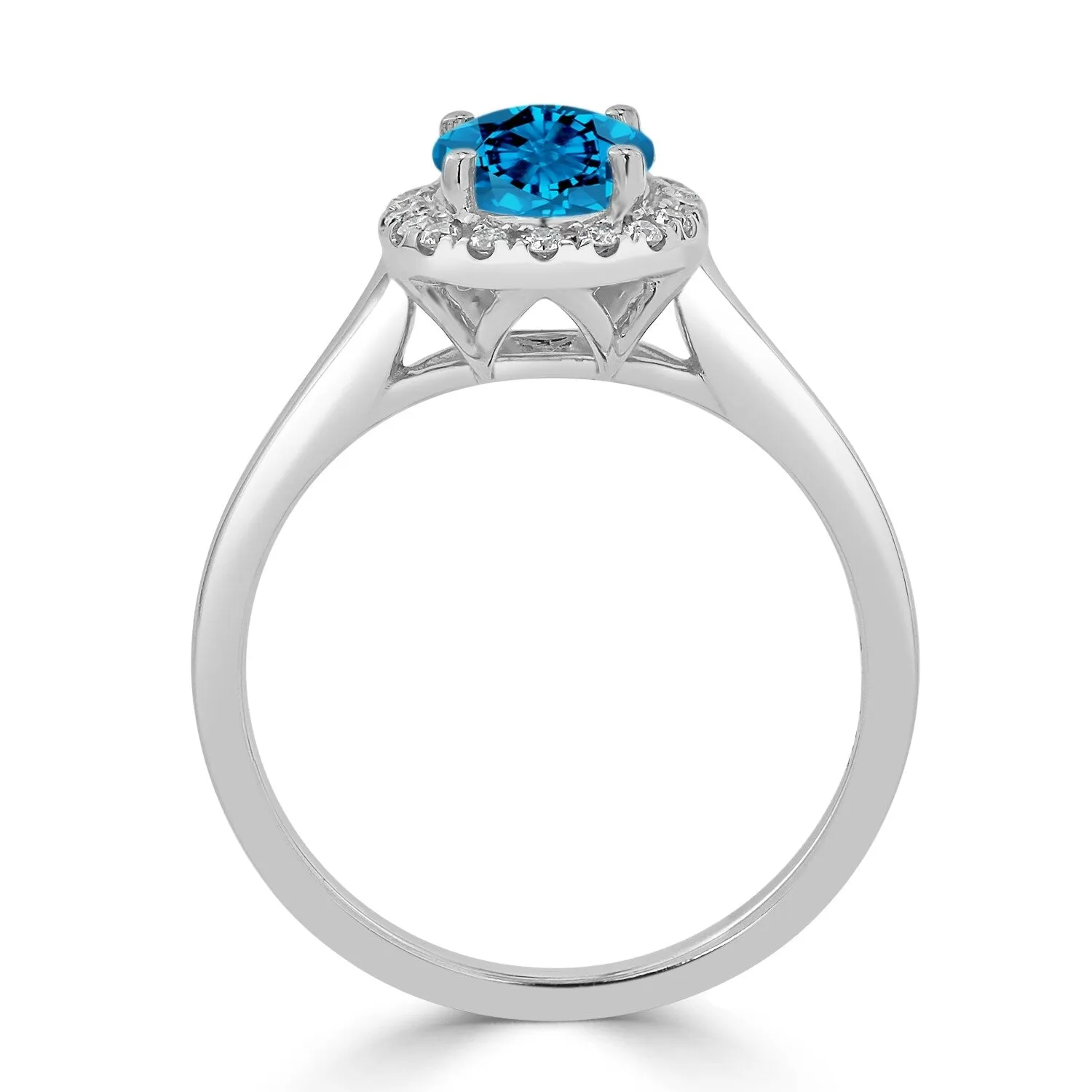Auriya Classic 1ct Oval Swiss Blue Topaz and Halo Diamond Engagement Ring 1/8cttw 14k Gold sold by Zulily product image thumbnail 5