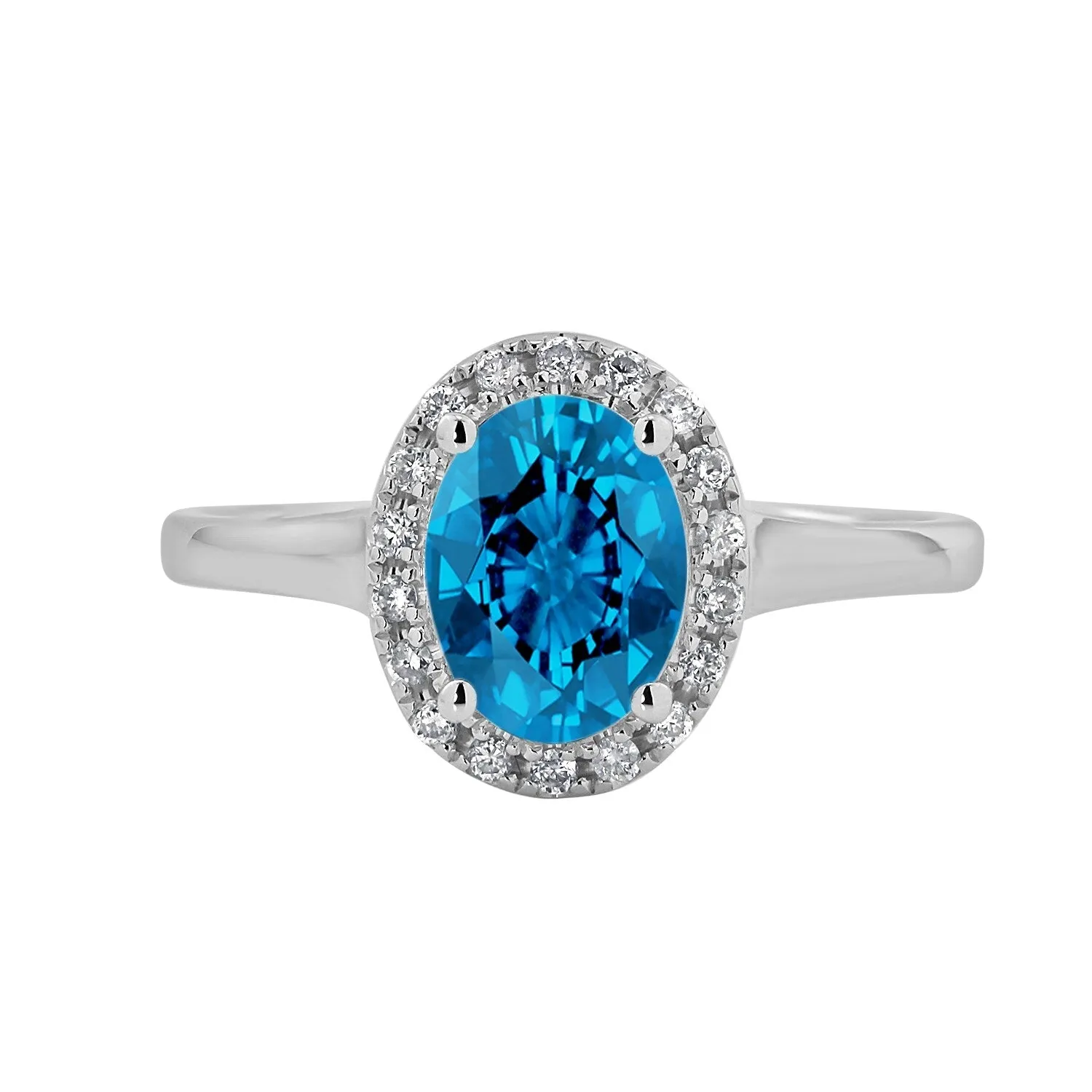 Auriya Classic 1ct Oval Swiss Blue Topaz and Halo Diamond Engagement Ring 1/8cttw 14k Gold sold by Zulily product image thumbnail 2