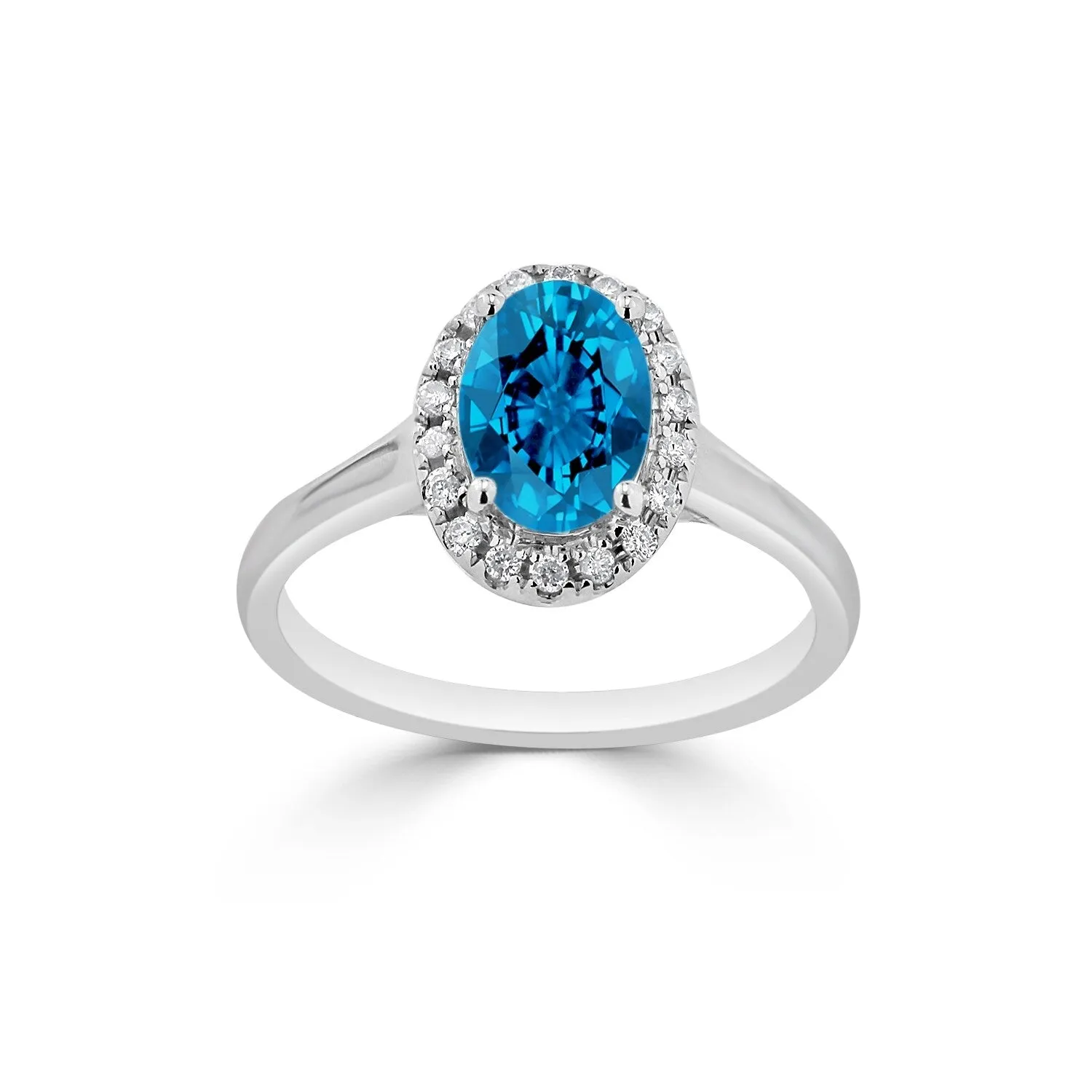 Auriya Classic 1ct Oval Swiss Blue Topaz and Halo Diamond Engagement Ring 1/8cttw 14k Gold sold by Zulily product image thumbnail 3