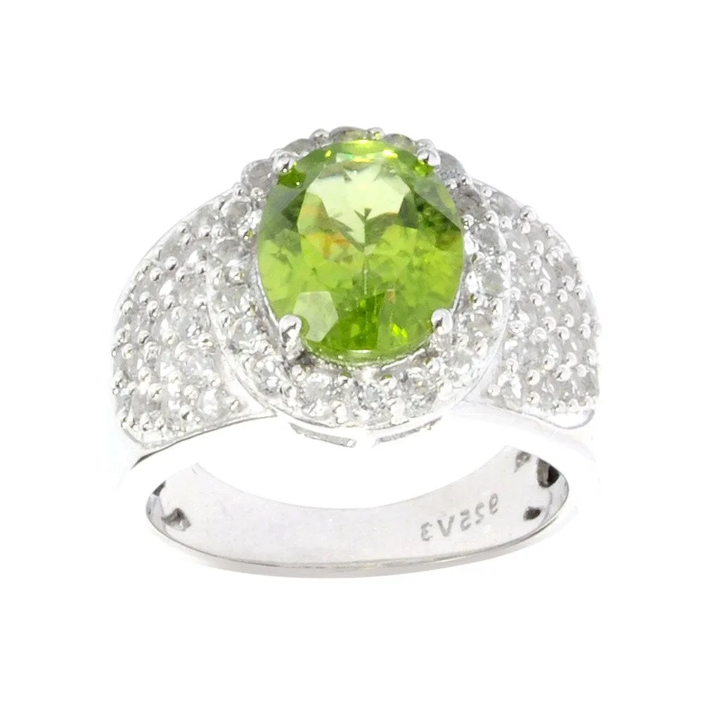 Sterling Silver Oval Peridot with White Topaz Halo Ring sold by Zulily product image thumbnail 2