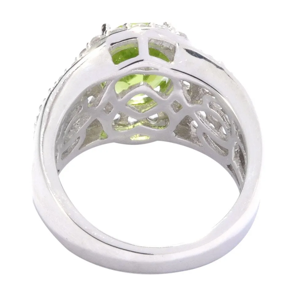 Sterling Silver Oval Peridot with White Topaz Halo Ring sold by Zulily product image thumbnail 5