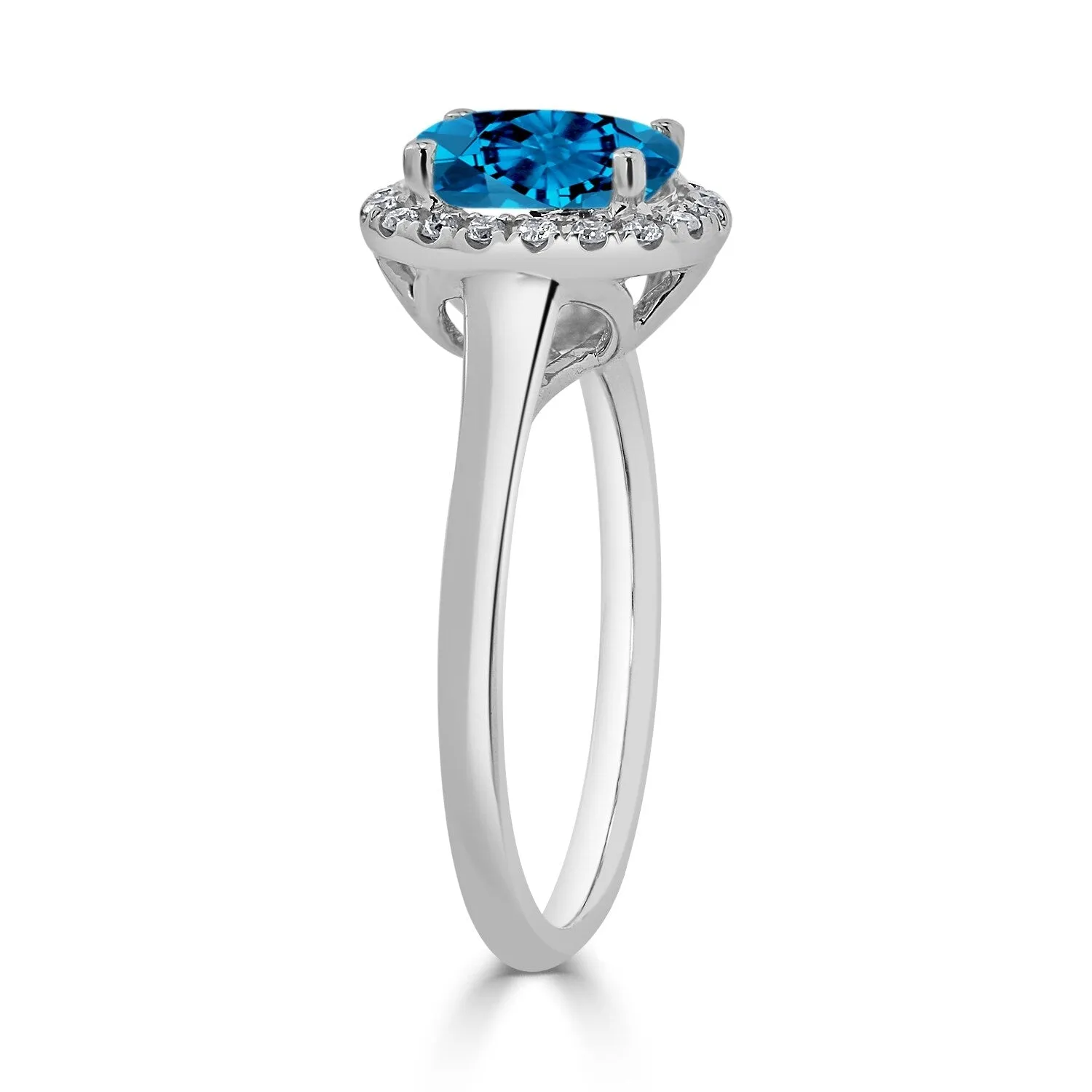 Auriya Classic 1ct Oval Swiss Blue Topaz and Halo Diamond Engagement Ring 1/8cttw 14k Gold sold by Zulily product image thumbnail 4
