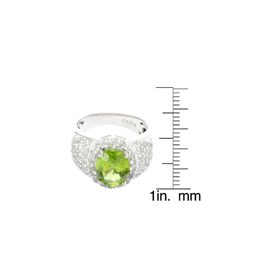 Sterling Silver Oval Peridot with White Topaz Halo Ring sold by Zulily