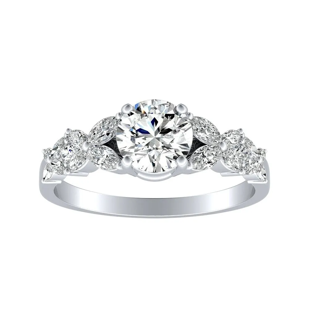 Auriya Floral Vintage 1ct Moissanite and 1/3ctw Diamond Engagement Ring 14K Gold sold by Zulily