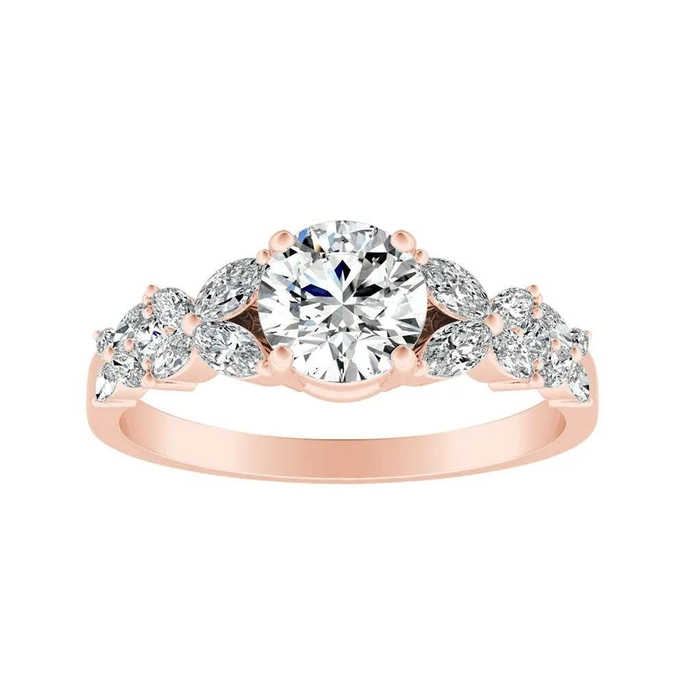 Auriya Floral Vintage 1ct Moissanite and 1/3ctw Diamond Engagement Ring 14K Gold sold by Zulily product image thumbnail 3
