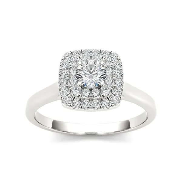 De Couer 10k Gold 1/2ct TDW Diamond Double Halo Engagement Ring sold by Zulily