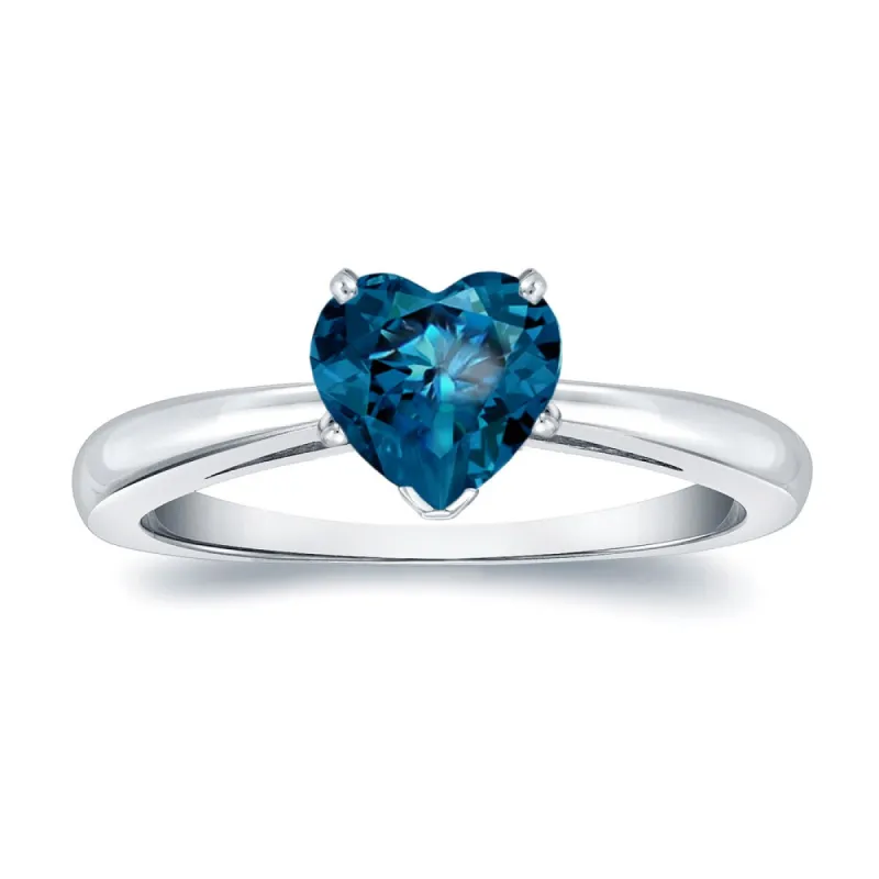 Auriya 14k Gold 1ctw Heart Shape Blue Diamond Solitaire Engagement Ring made by Zulily
