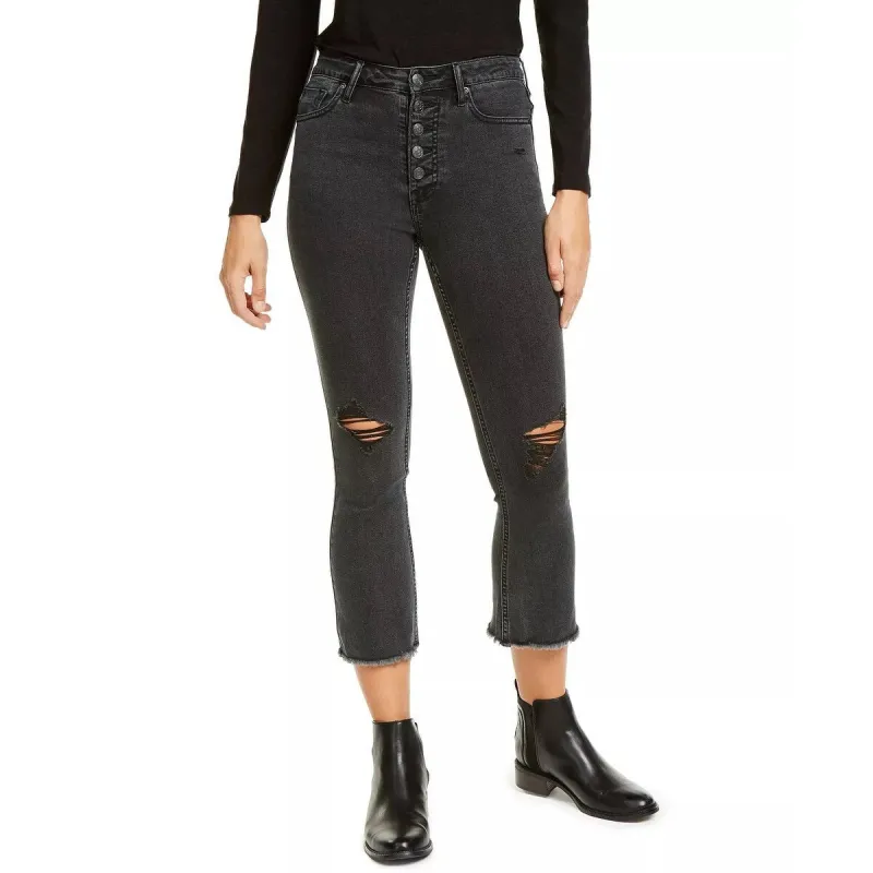 Vigoss Jeans Women's Kick Flare Exposed Button Jeans Black Size 26 sold by Zulily