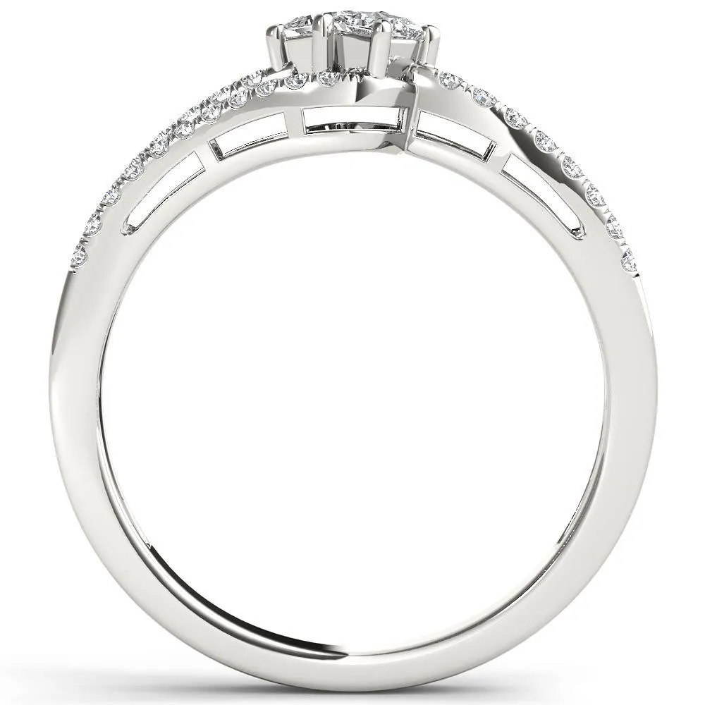 De Couer 14k White Gold 1/3ct TDW Two-Stone Diamond Engagement Ring - White H-I sold by Zulily product image thumbnail 3