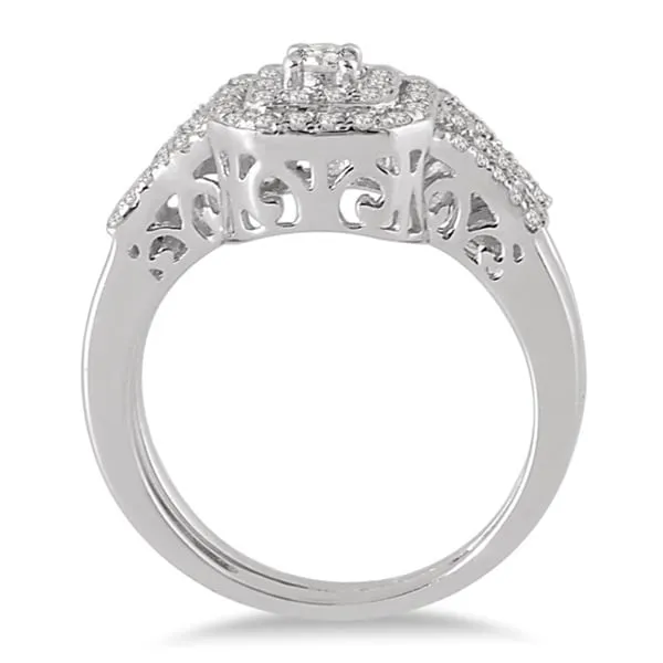 10k White Gold 3/5ct TDW Diamond Halo Bridal Ring Set sold by Zulily product image thumbnail 2