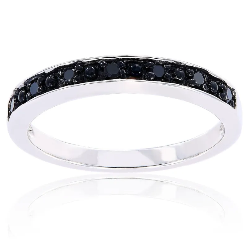 Miadora Sterling Silver Black Diamond Stackable Anniversary Wedding Band Ring sold by Zulily