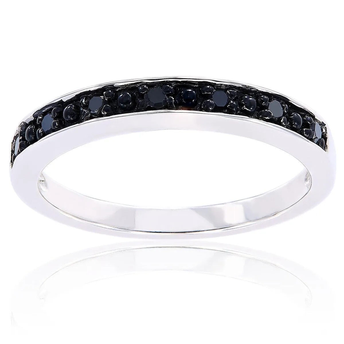 Miadora Sterling Silver Black Diamond Stackable Anniversary Wedding Band Ring sold by Zulily