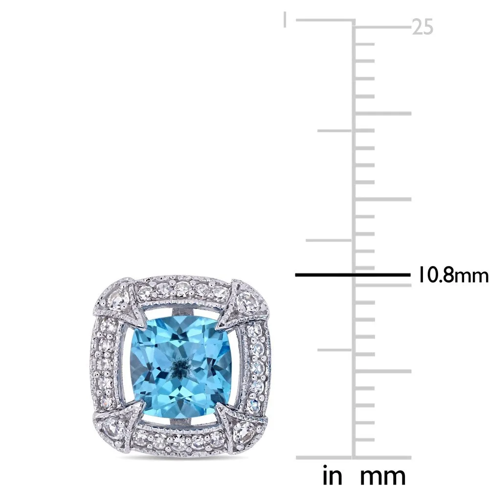 Miadora 10k White Gold Swiss-Blue Topaz White Sapphire and 1/5ct TDW Diamond Stud Earrings sold by Zulily product image thumbnail 2