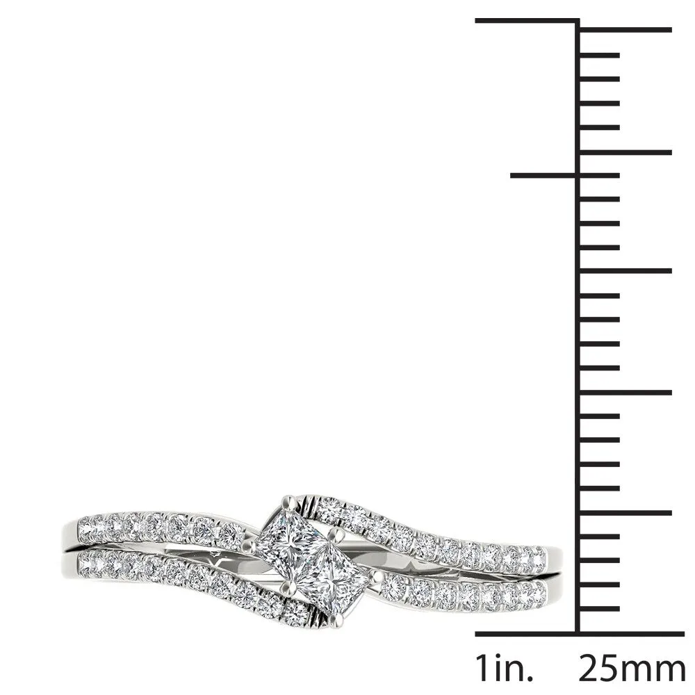 De Couer 14k White Gold 1/3ct TDW Two-Stone Diamond Engagement Ring - White H-I sold by Zulily product image thumbnail 4