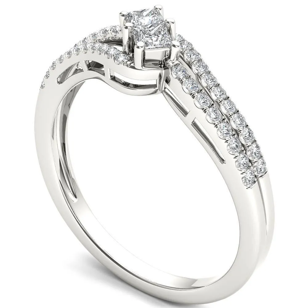 De Couer 14k White Gold 1/3ct TDW Two-Stone Diamond Engagement Ring - White H-I sold by Zulily product image thumbnail 2
