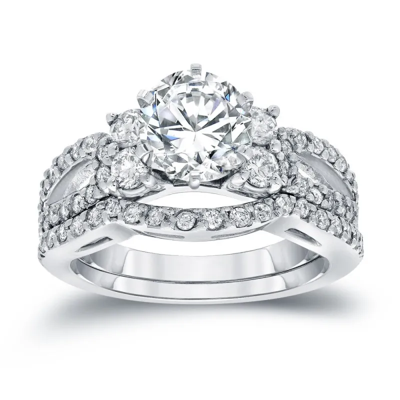 Auriya 14k Gold 2ctw Round Diamond Engagement Ring and Wedding Band Set Certified sold by Zulily