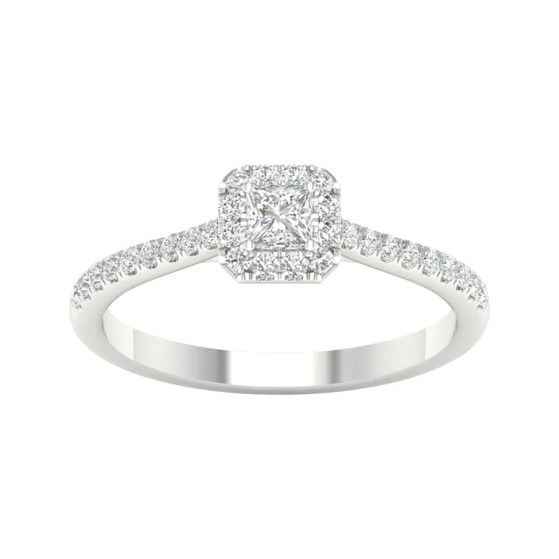 3/8ct TDW Princess Cut Diamond Halo Ring in 10k Gold by De Couer sold by Zulily