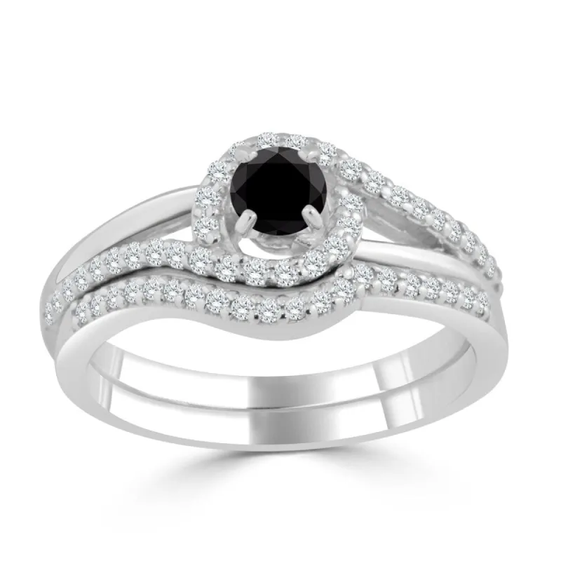 Auriya 1/2ctw Black Diamond Engagement Ring Set 14k Gold sold by Zulily