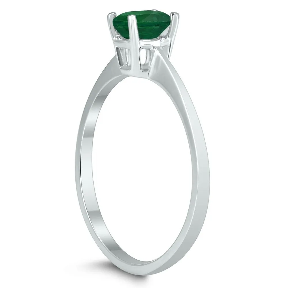 Oval Solitaire 6X4MM Emerald Ring in 10K White Gold sold by Zulily product image thumbnail 2