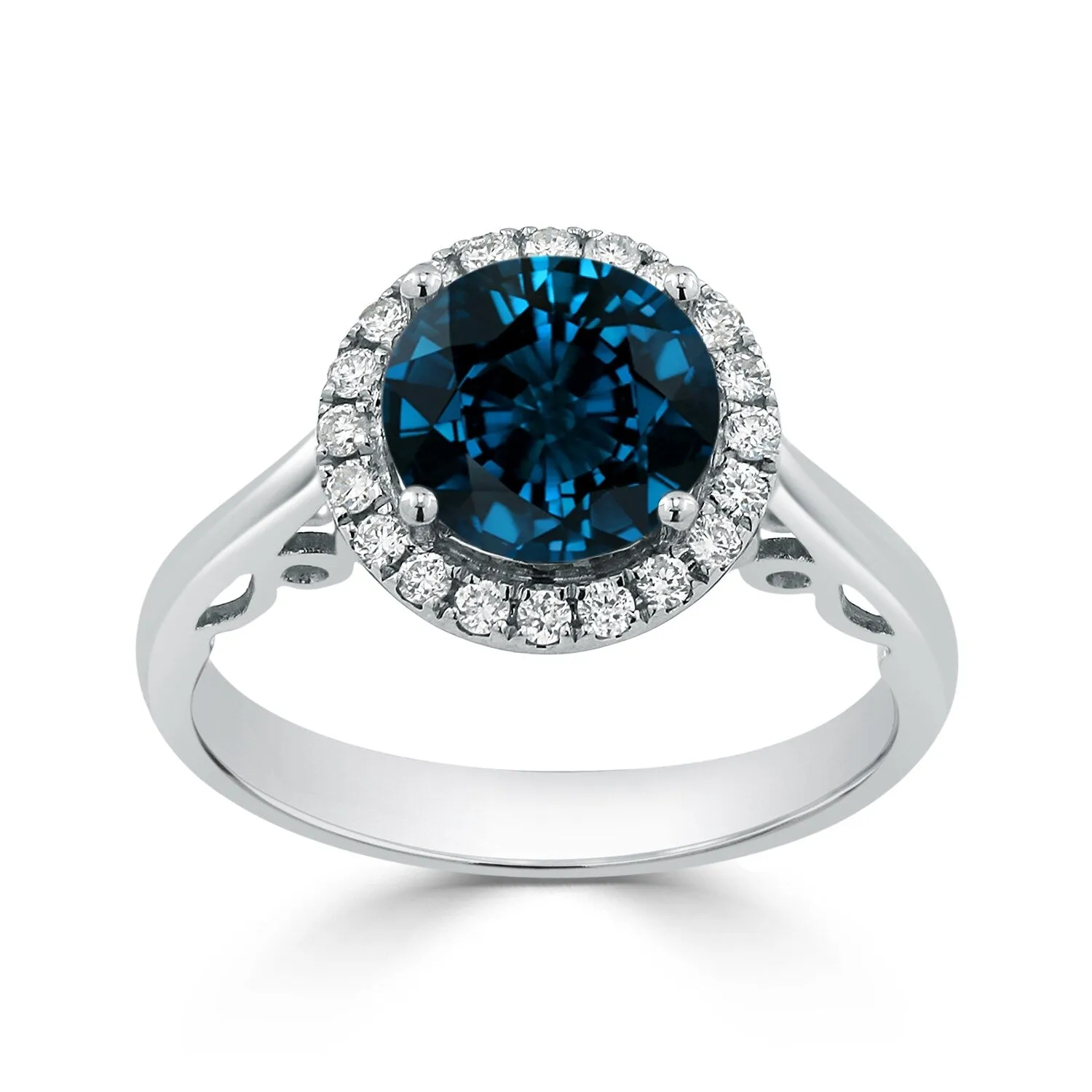 Auriya 2 1/2ct Round London Blue Topaz and Halo Diamond Engagement Ring 1/4ctw 14k Gold sold by Zulily product image thumbnail 5