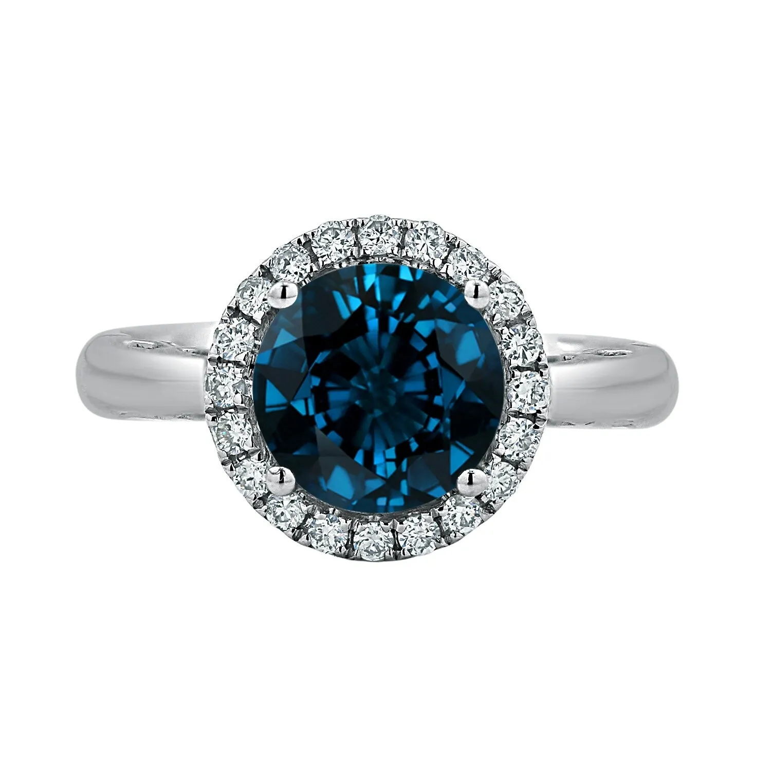Auriya 2 1/2ct Round London Blue Topaz and Halo Diamond Engagement Ring 1/4ctw 14k Gold sold by Zulily product image thumbnail 4