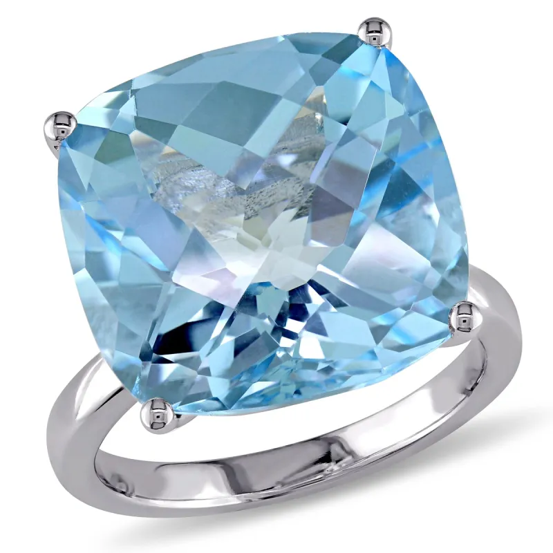 Miadora 18 2/5ct TGW Cushion-shape Blue Topaz Cocktail Ring in 14k White Gold sold by Zulily
