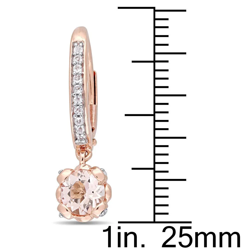 Miadora Signature Collection 10k Rose Gold Morganite and White Topaz Halo Leverback Dangle Earrings sold by Zulily product image thumbnail 2