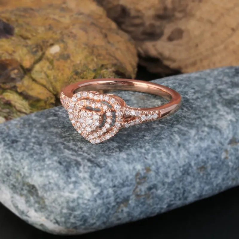 De Couer 1/4ct TDW Diamond Cluster Heart Shape Engagement Ring - Pink sold by Zulily