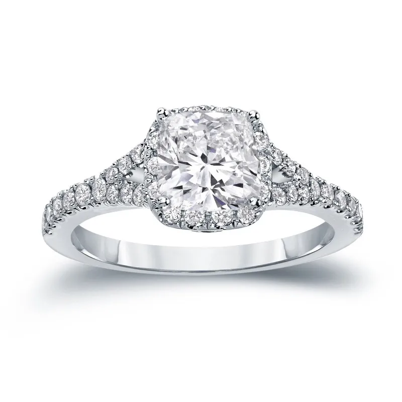 Auriya 14k Gold 1 1/2ctw Cushion-cut Halo Diamond Engagement Ring Certified sold by Zulily