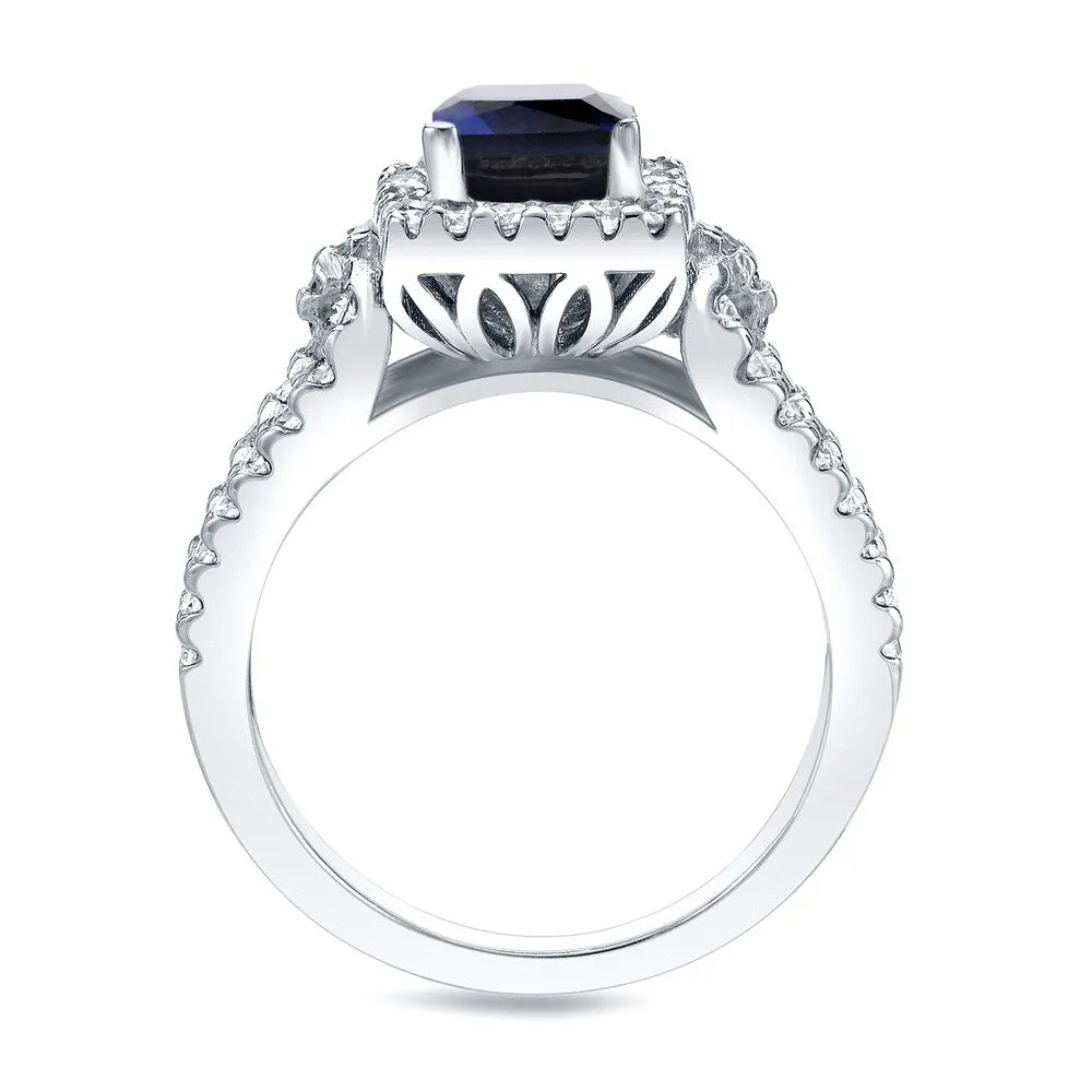 Platinum Princess-Cut 1ct Blue Sapphire and 3/4ct TDW Diamond Halo Engagement Ring sold by Zulily product image thumbnail 3