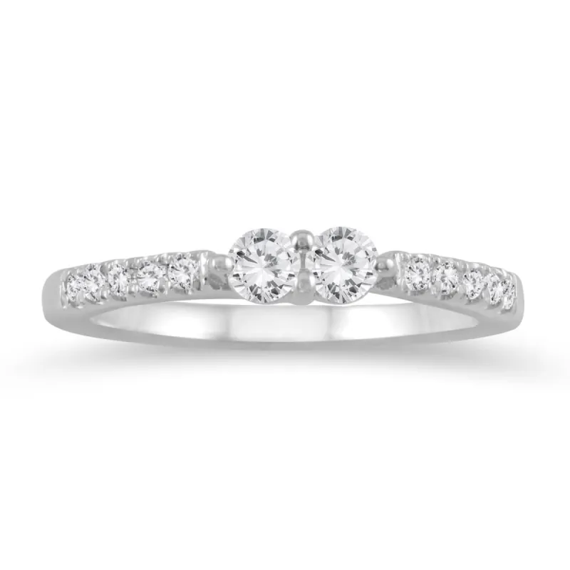 3/8 Carat TW Two Stone Diamond Ring in 10K White Gold sold by Zulily
