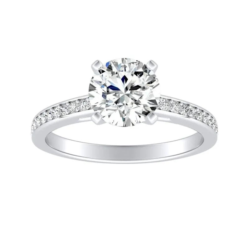 Auriya 14k Gold 1 1/2ct Round Moissanite and Diamond Engagement Ring 1/6ctw sold by Zulily