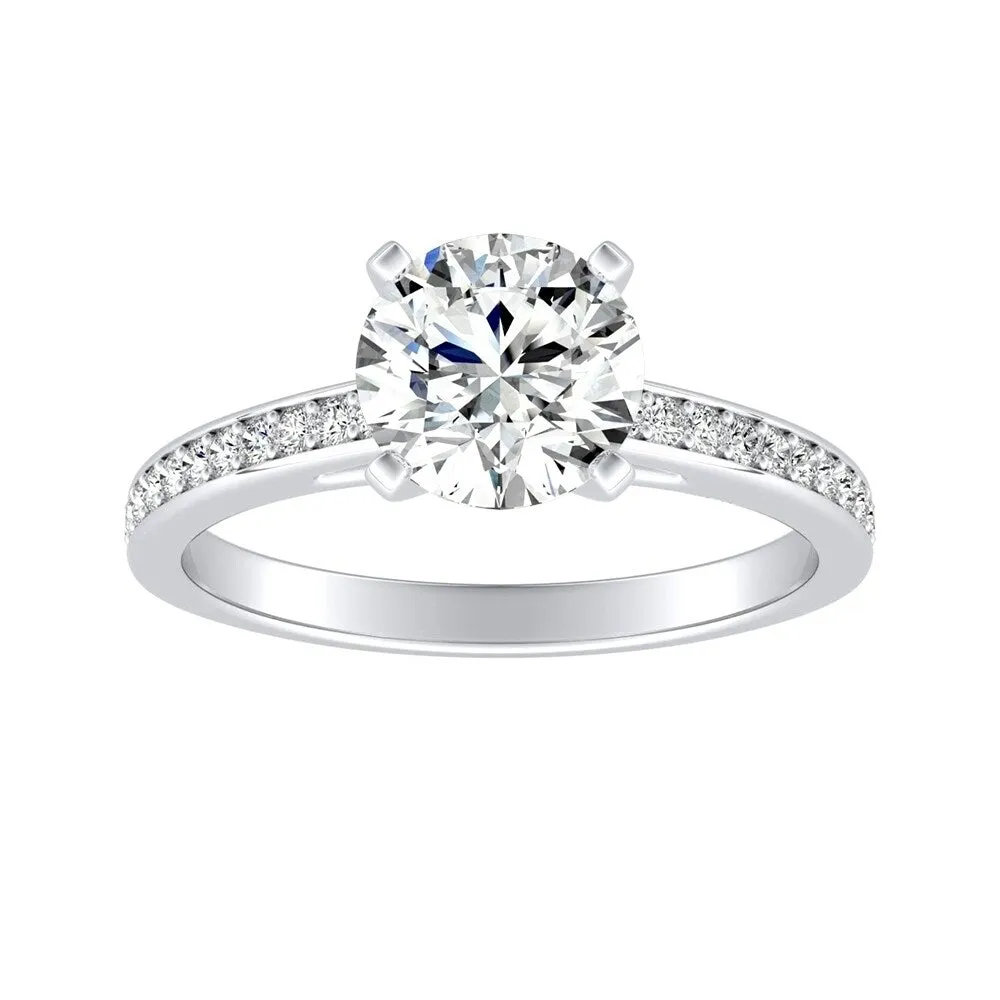 Auriya 14k Gold 1 1/2ct Round Moissanite and Diamond Engagement Ring 1/6ctw sold by Zulily