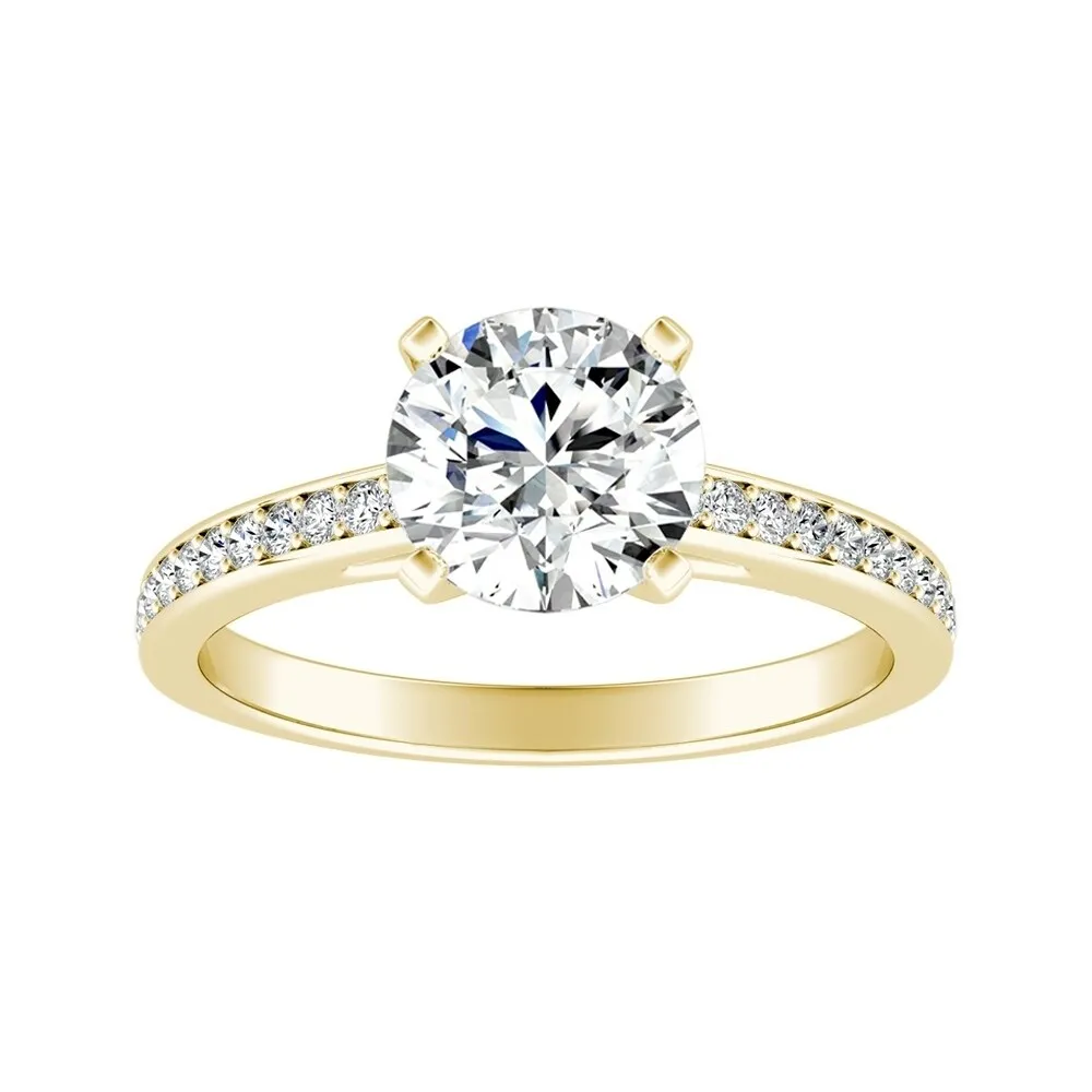 Auriya 14k Gold 1 1/2ct Round Moissanite and Diamond Engagement Ring 1/6ctw sold by Zulily product image thumbnail 2