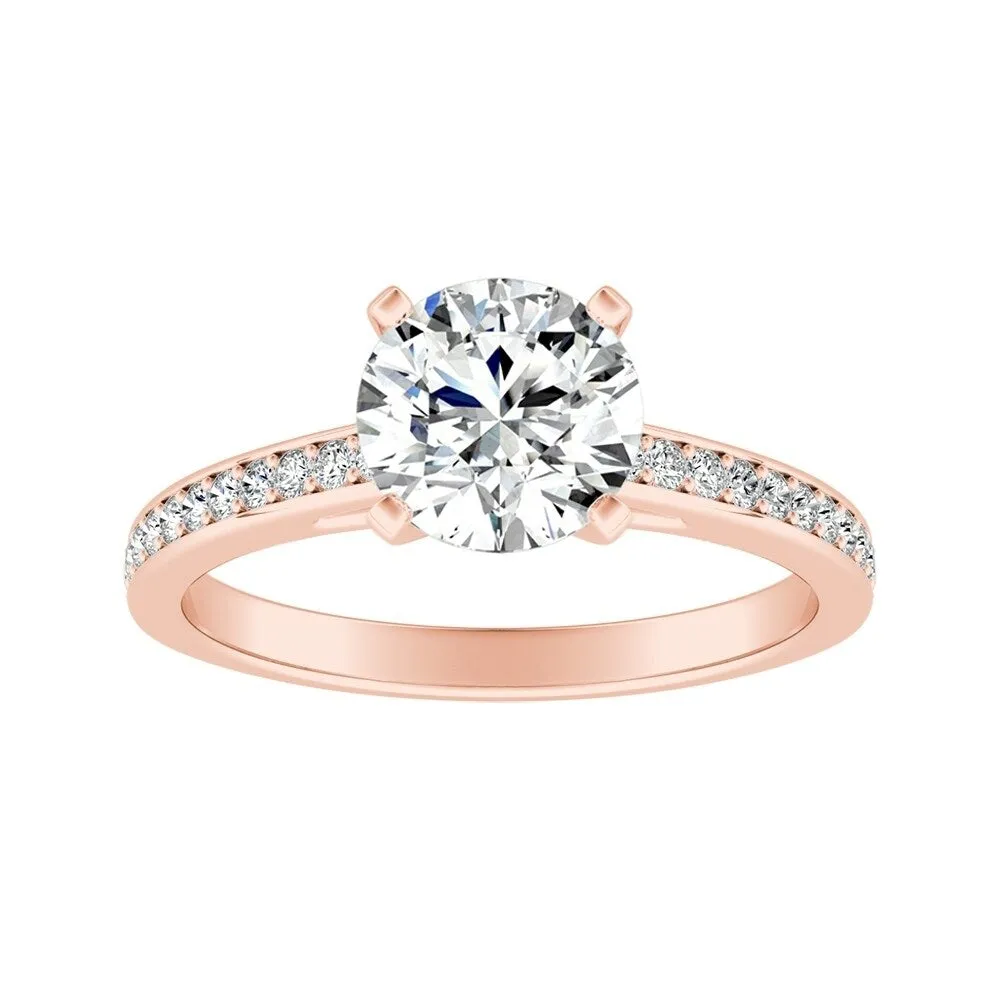 Auriya 14k Gold 1 1/2ct Round Moissanite and Diamond Engagement Ring 1/6ctw sold by Zulily product image thumbnail 3