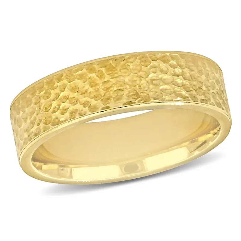 Miadora 6 mm Mens Hammered Finish Wedding Band in 14k Yellow Gold sold by Zulily