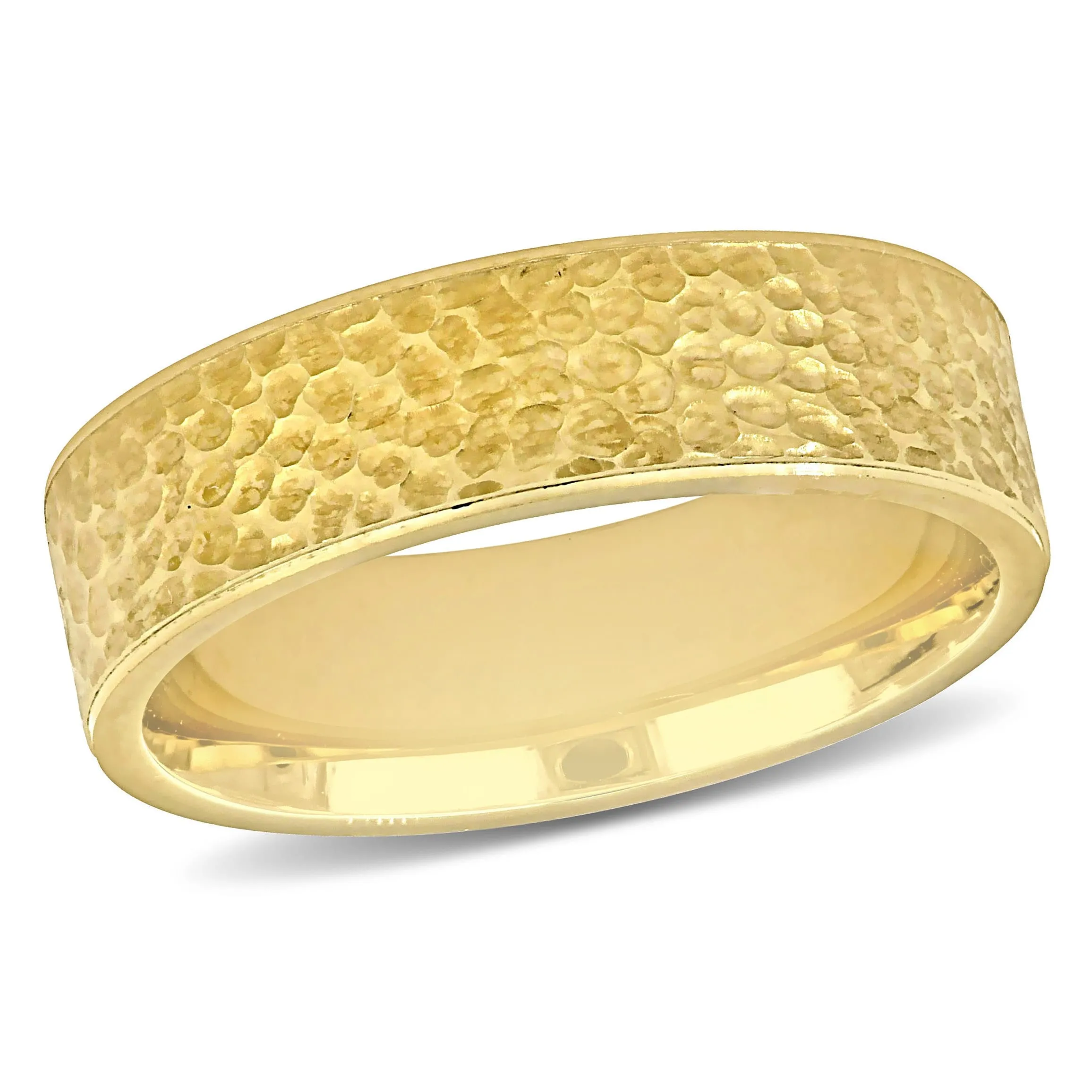 Miadora 6 mm Mens Hammered Finish Wedding Band in 14k Yellow Gold sold by Zulily