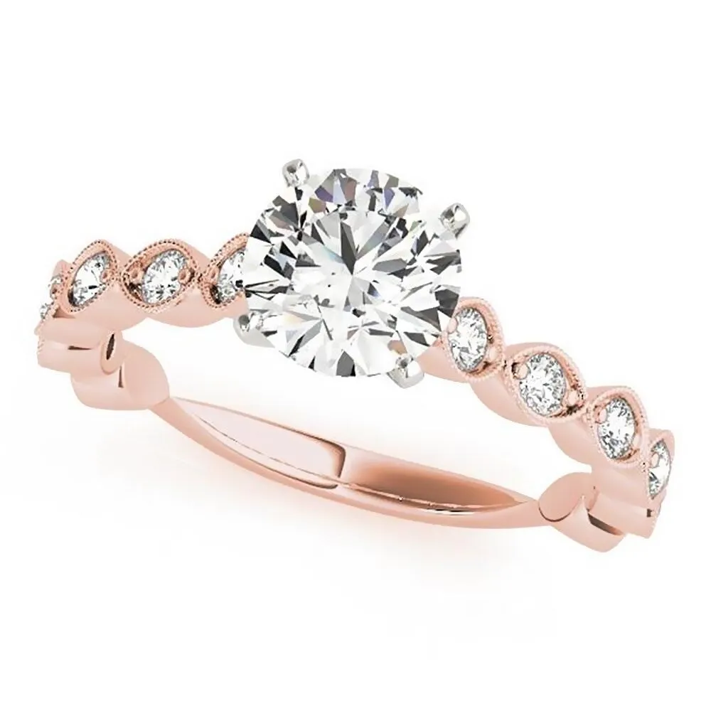 Auriya Vintage 3/4ct Round Moissanite and 3/8ctw Diamond Engagement Ring 14K Gold sold by Zulily product image thumbnail 3