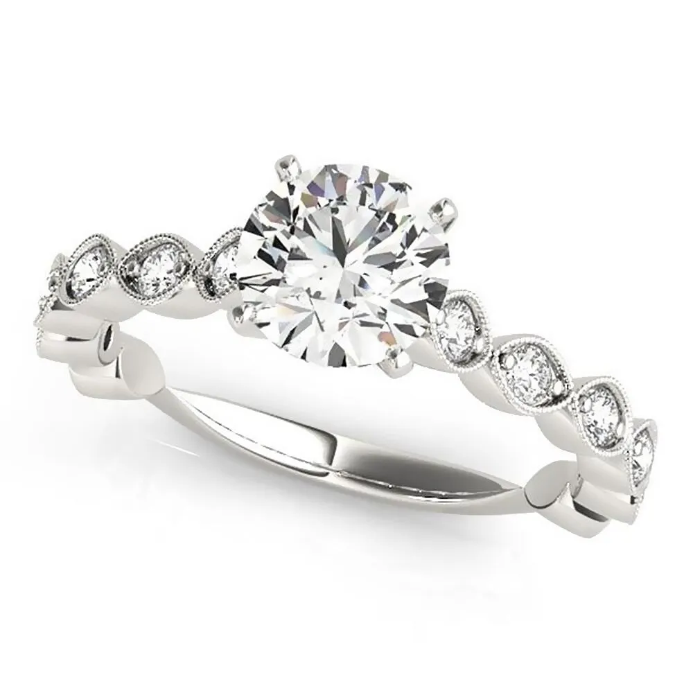 Auriya Vintage 3/4ct Round Moissanite and 3/8ctw Diamond Engagement Ring 14K Gold sold by Zulily