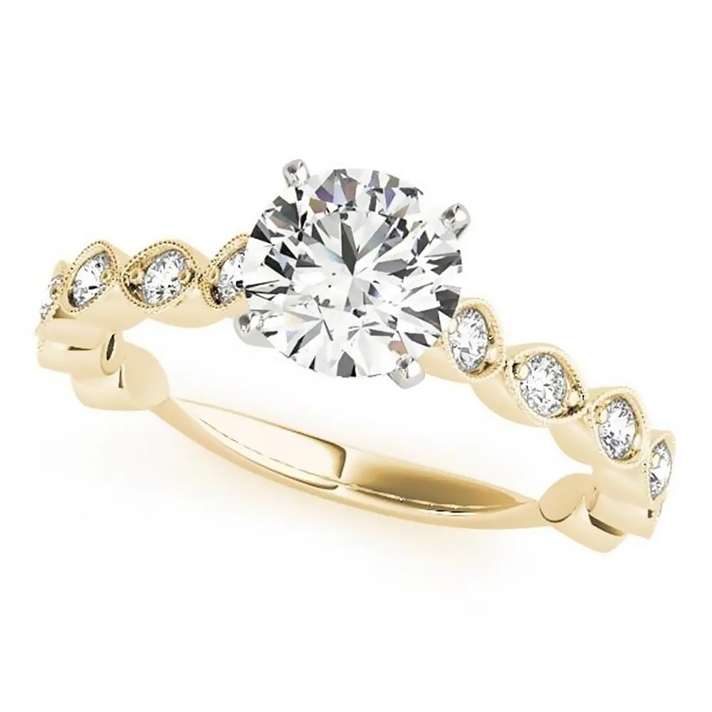 Auriya Vintage 3/4ct Round Moissanite and 3/8ctw Diamond Engagement Ring 14K Gold sold by Zulily product image thumbnail 2