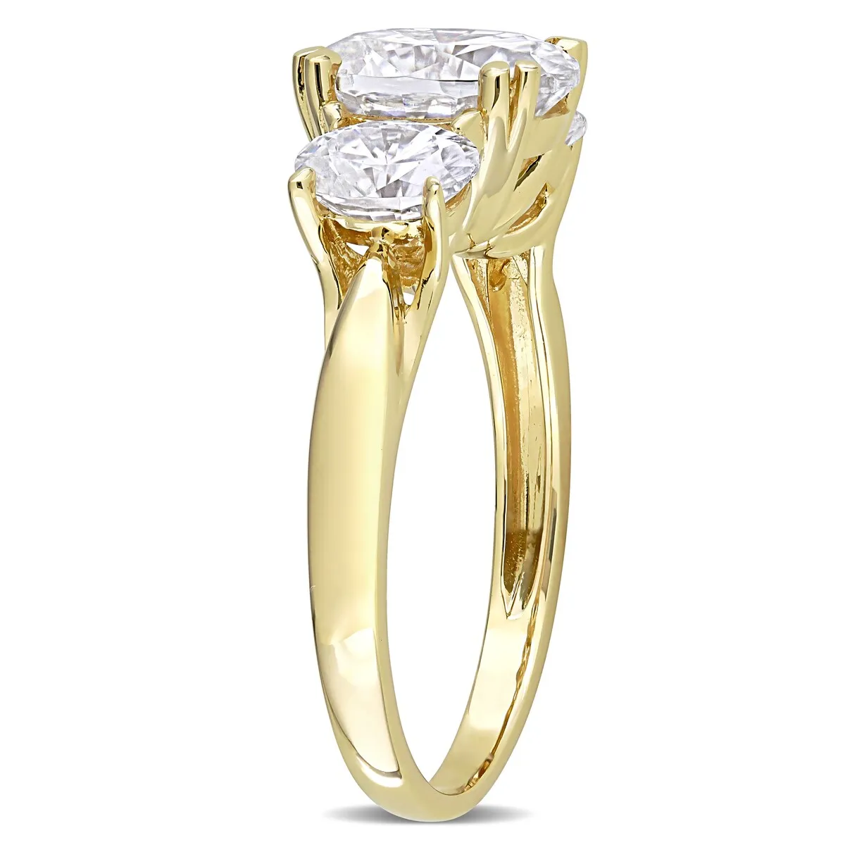 Miadora 10k Yellow Gold 3ct TGW Oval-cut Created White Moissanite 3-Stone Engagement Ring sold by Zulily product image thumbnail 2