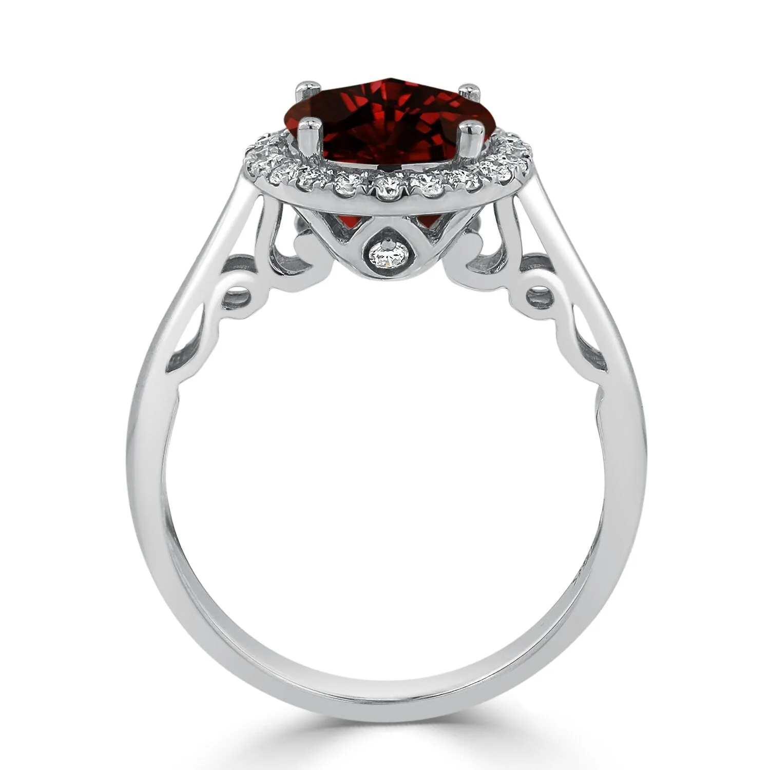 Auriya 2 1/2ct Round Garnet Gemstone and Halo Diamond Engagement Ring 1/4ctw 14k Gold sold by Zulily product image thumbnail 5